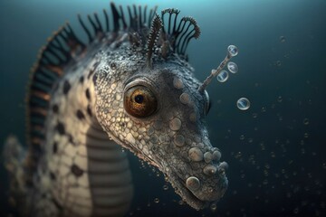 Canvas Print - Seahorse with a Tiny Head. Generative AI