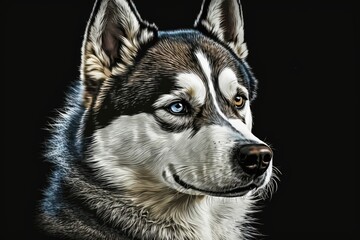 Poster - Illustration depicting a Siberian husky. Generative AI