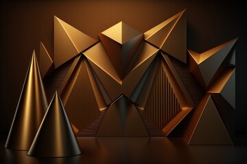 Aufkleber - A beautiful 3D background with a textured wall with voluminous golden. Generative ai