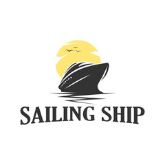 Wall Mural - vintage logo sailing ship vector illustration