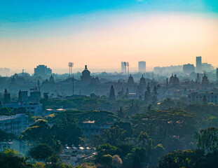 The Bangalore skyline is defined by a mix of modern and traditional architecture, reflecting the city's blend of ancient and contemporary cultures. 