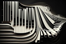 An Abstract Design Of Piano Keys. A Soothing Soundtrack For Long Car Rides. Theoretical Piano. Generative AI