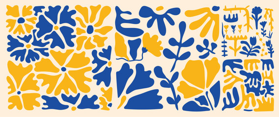 set of abstract organic shapes inspired by matisse. contemporary aesthetic vector element in groovy 