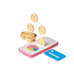 Wall Mural - online payment and coin cashback concept. illustration of money