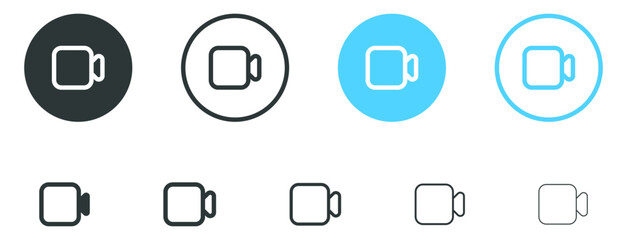 Poster - video camera icons set. camera video icon button for streaming , facetime icons video call symbol. cinema movie sign