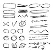 © Ingolianta - Hand drawn business symbols. Underlining, highlighting, circles, squares, ticks, crosses. Vector illustrations for graphic design, notes, presentations