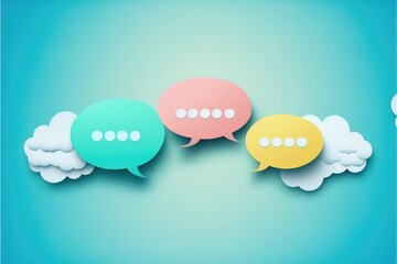 Wall Mural - Paper speech bubbles on blue background