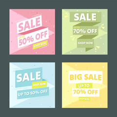 Wall Mural - Flat design Sale social post with pastel color.