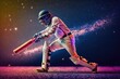 cricket player batsman doing a pose with a bat shot. Generative AI