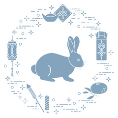 Wall Mural - Chinese New Year Rabbit symbol 2023 calendar