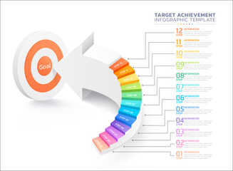 Wall Mural - stair arrow infographic timeline template background.