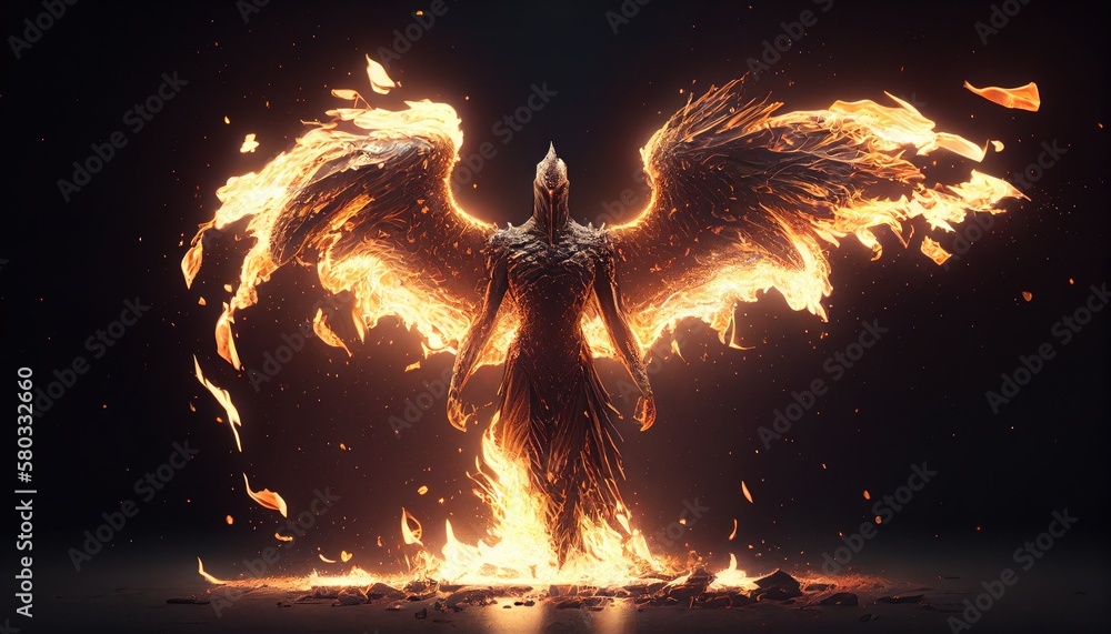 Phoenix In Human Form mythical phoenix in the form of a man. Created with Generative AI ...