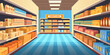 © TimeShops - Aisle in grocery store and shelves with food vector background. Supermarket interior background perspective view. Merchandise in supermarket with display shelf full of products to buy. Generative AI.