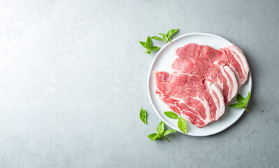 Canvas Print - Sliced Pork Neck on a plate