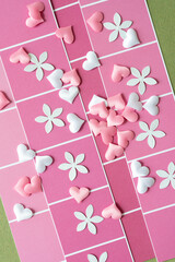 Poster - floral confetti and hearts on pink