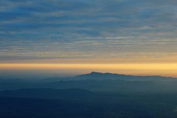 Wall Mural - mountain at sunrise at view point at pha mak duk at phukradueng national park