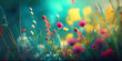 Spring or summer close-up floral field, ai generative