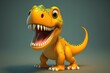 3D figure toy. Cute cheerful Tyrannosaurus Rex cartoon. A group of primitive reptile dinosaurs from the Cretaceous period. Generative AI	