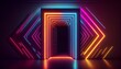 © LAYHONG - Generative AI, illuminated corridor with neon lights.