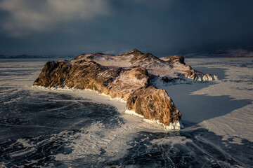 Canvas Print - Winter ice landscape on Siberian lake Baikal