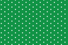 Abstract White Star Dots On Green Background Pattern Texture.