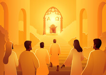 Jesus Sits On The Throne Of Heaven Welcoming The Arrival Of His Followers
