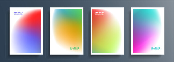 Aufkleber - Set of blurred backgrounds with soft color gradients. Abstract graphic templates collection for brochure covers, posters and flyers. Vector illustration.