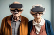 © ADDICTIVE STOCK - Generative AI of senior couple in virtual reality goggles and fancy clothes