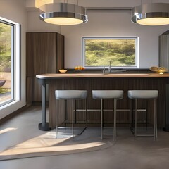 Wall Mural - 2 A kitchen with a peninsula that can be used as a breakfast bar or prep area 2, Generative AI