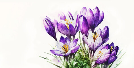 Wall Mural - Colorful watercolor spring flowers. Generated AI