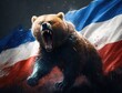 angry bear with russian flag attack the world. AI generative