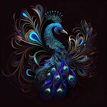 Fractal Rooster Peacock Bird