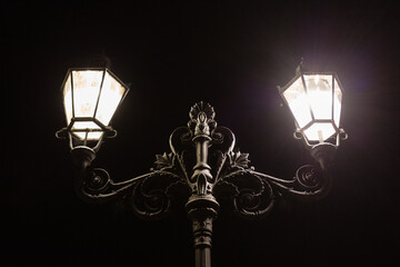 vintage decorative street light at night