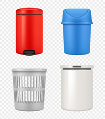 Wall Mural - trash basket. office modern containers for garbage decent vector realistic templates
