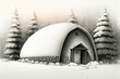 © Jorge Ferreiro - cartoon illustration, eskimo house in the snow,generative ai
