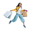 Cheerful happy woman enjoying shopping