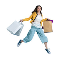 Cheerful Happy Woman Enjoying Shopping