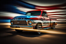 Patriotic American 4th Of July Pickup Truck Flag- AI Generated