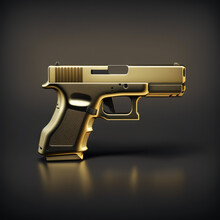 Pistol Gold Style - Handguns Backgrounds Series - Golden Gun Backdrop Created With Generative AI Technology