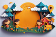 Paper cut banner of a Children Summer Camp for poster and background, Generative AI