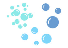 Vector Set Of Blue Bubbles Floating Isolated Background Illustration Flat Design.