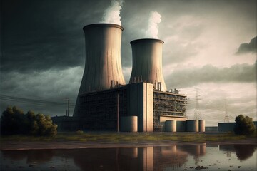 nuclear power plant operating outside the city AI