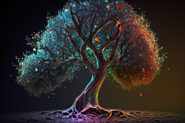 Wall Mural - A tree with brilliants Generative AI