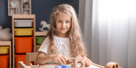 Poster - Cute little girl playing at home