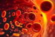 © aapsky - Red flow of blood cells in an vessel, vein, artery. Generative AI