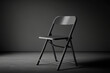 mockup for a gray steel folding chair. in front. Background made of black. Generative AI