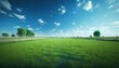 © ThisDesign - green field and blue sky, landscape background, generative ai
