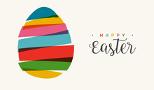 Easter Egg Card In Transparent Bright Colors In Collage Style