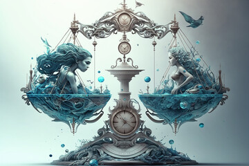 generative ai illustration surreal astrology concept. zodiac signs. libra
