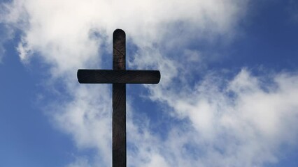 Wall Mural - Easter cross on the dawn background